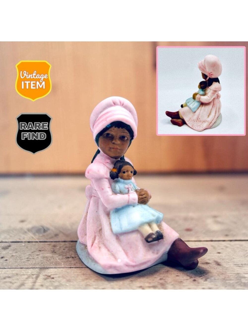 Vintage Jan Hagara Theresa Miniature Girl w/Doll Figurine Item 1990 RARE!